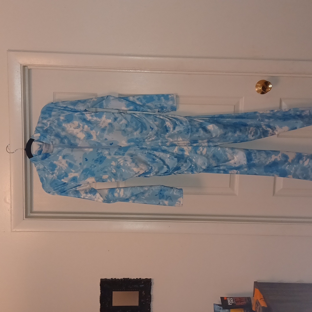 A blue jumper suit